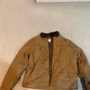 Old Navy Tan Jacket with Plaid Lining